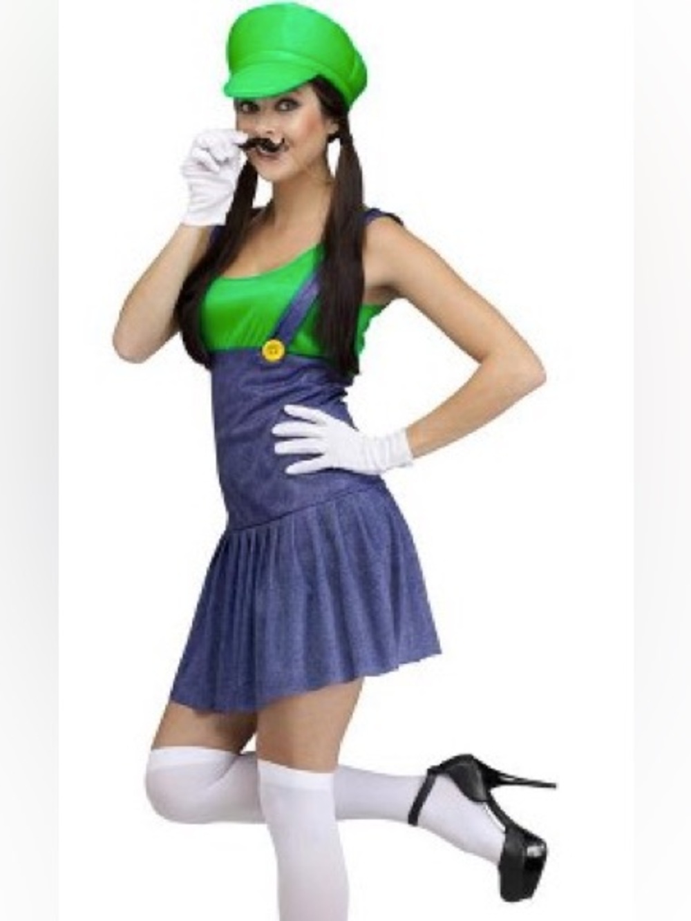 Fun World Pretty Plumber Luigi Costume - Women’s Size Small/Medium (2-8)